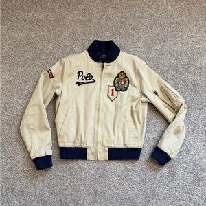 Polo by Ralph Lauren Beige and Navy Bomber Jacket